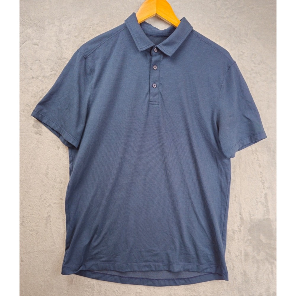 Lululemon Polo Shirt Mens Medium Blue Performance Lightweight Knit Casual